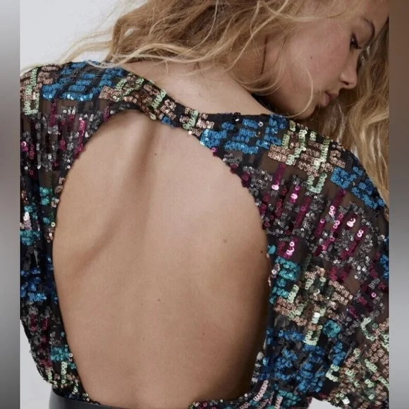 Zara Multicolor Sequence Dress Size Small - Picture 5 of 17